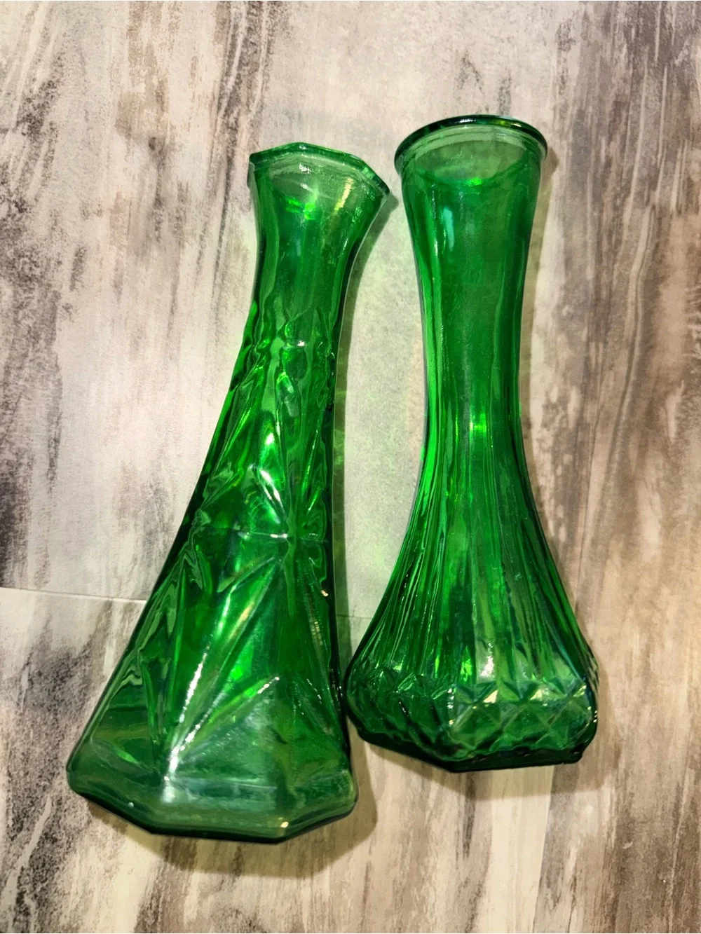 Green Glass Decorative Flower Bud Vases - Set of 4
